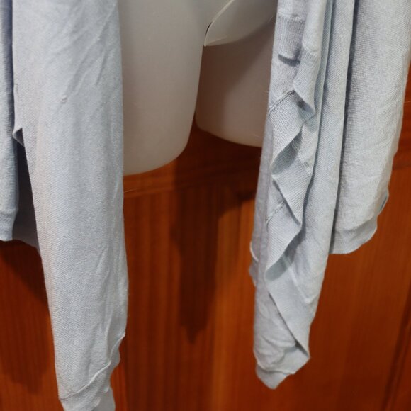 DKNY Light Blue Silk & Cashmere Open Front Draped Waterfall Cardigan Sweater M/L - Picture 5 of 10